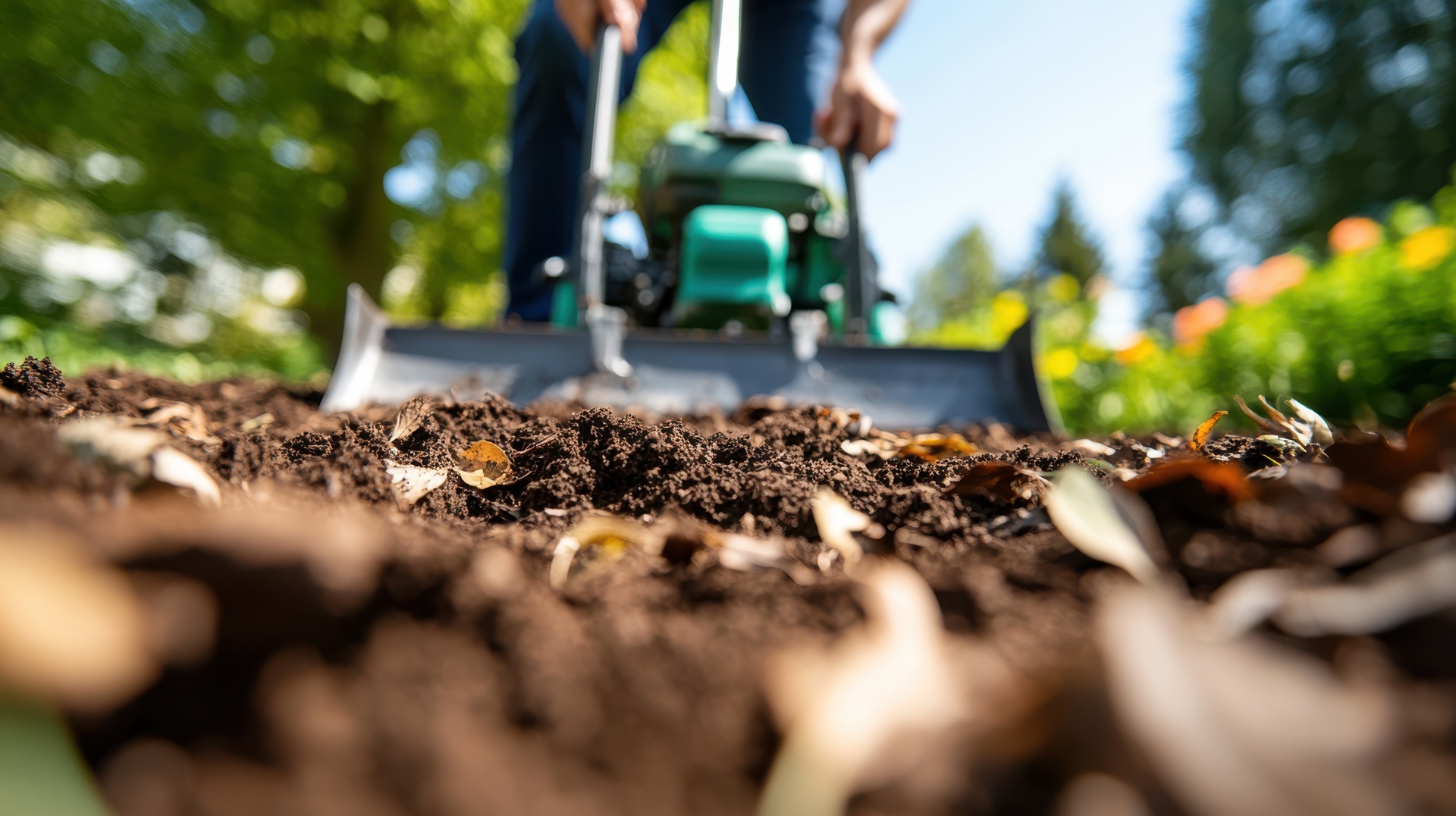 Aufgelockerter Gartenboden nach Einsatz | Bodenfräse  